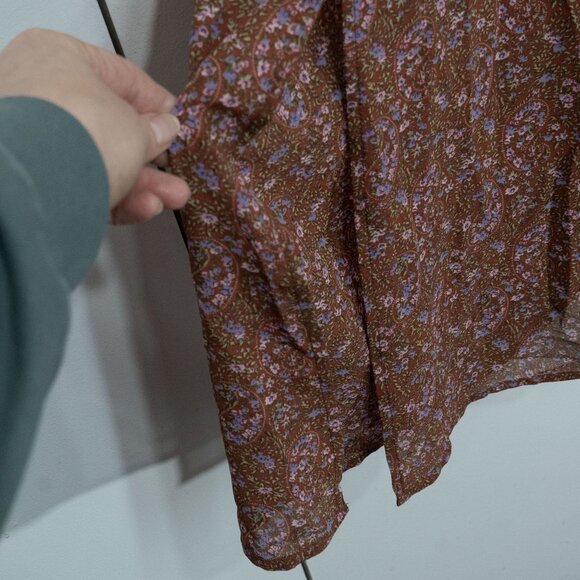 Code x Mode Peasant Dress Milk Maid Liberty Floral Hippie 70s Brown Autumn Maxi - Picture 5 of 15